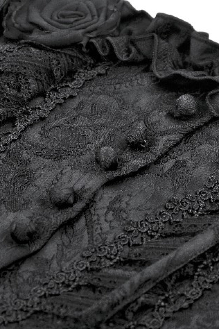 Black Floral Jacquard Lace-Up Women's Gothic Elegant Bustier - Product - 14