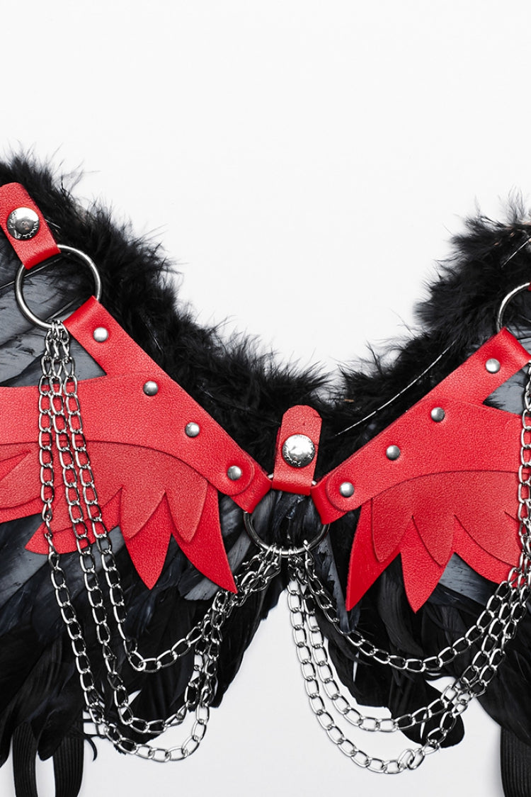 Artificial Leather Stitching Women's Steampunk Feather Wing Harness 2 Colors - Product - 14