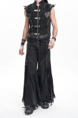Black Ripped Rings Studs Men's Gothic Pants - Product - 9