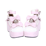 Pink Lace Bowknot Sweet Lolita Platform Shoes - Product - 2