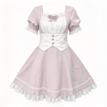 Dusty Pink Sweet Lolita Dress with Lace Trim and Bow