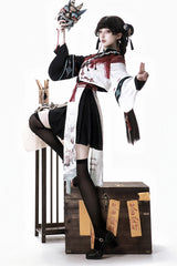 Multi-Color [Walking With The Demon] Print Asymmetric Gothic Chinese Style Ouji Lolita Skirt - Product - 8