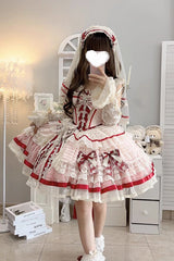 Pink [Moonstone] Sleeveless Ruffle Embroidery Bowknot Lace Fishbone Sweet Princess Lolita Dress - Product - 11