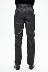 Black Basic Jacquard Diagonal Pocket Three Dimensional Webbing Gothic Mens Pants - Product - 4