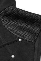 Black Stand Collar Sleeveless Hooded Zipper Men's Punk Vest - Product - 8