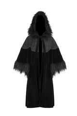 Black Jacquard Fabric Petal Stitching Three-Dimensional Webbing Cape Like Wide Wool Sleeves Women's Gothic Jacket - Product - 6