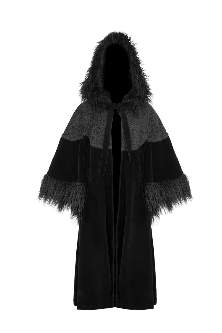 Black Jacquard Fabric Petal Stitching Three-Dimensional Webbing Cape Like Wide Wool Sleeves Women's Gothic Jacket - Product - 6