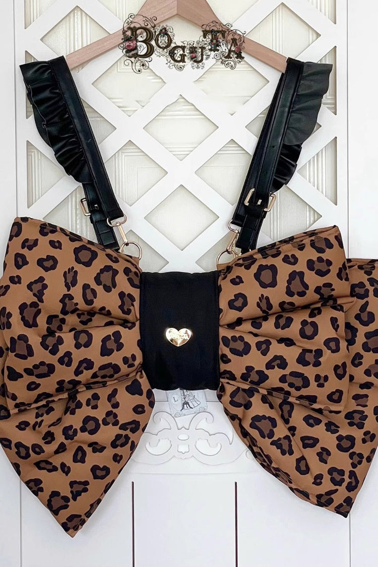 Brown Polka Dot Print Bowknot Shaped Sweet Lolita Backpack - Product - 4