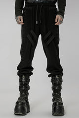 Black Doomsday Metal Stitching Corduroy Men's Steampunk Pants - Black - 1