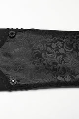 Black Stand Collar Long Sleeves Jacquard Stitching Swallow-tailed Men's Gothic Coat - Product - 7