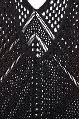 Black V Collar Knitted Hollow Mesh Women's Gothic Dress - Product - 8