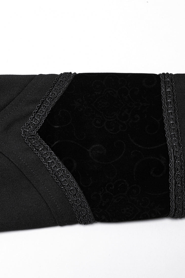 Black Stand Collar Long Sleeves Embroidery Men's Gothic Frog Witchy Coat - Product - 7