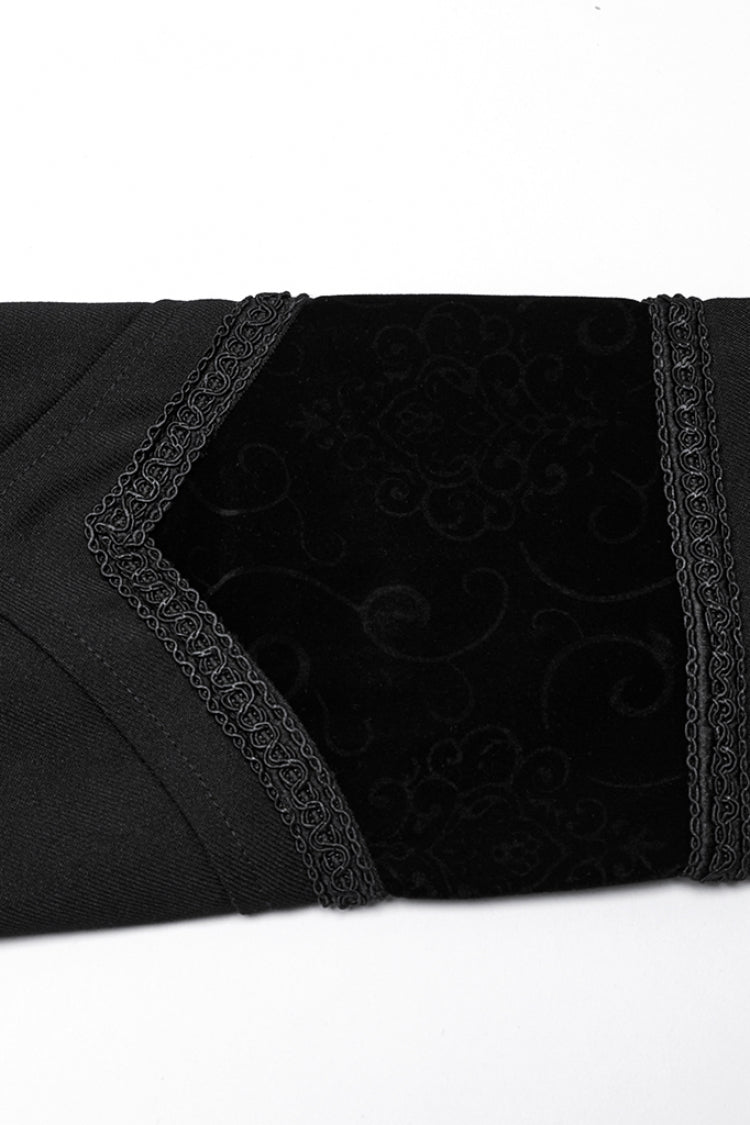 Black Stand Collar Long Sleeves Embroidery Men's Gothic Frog Witchy Coat - Product - 7