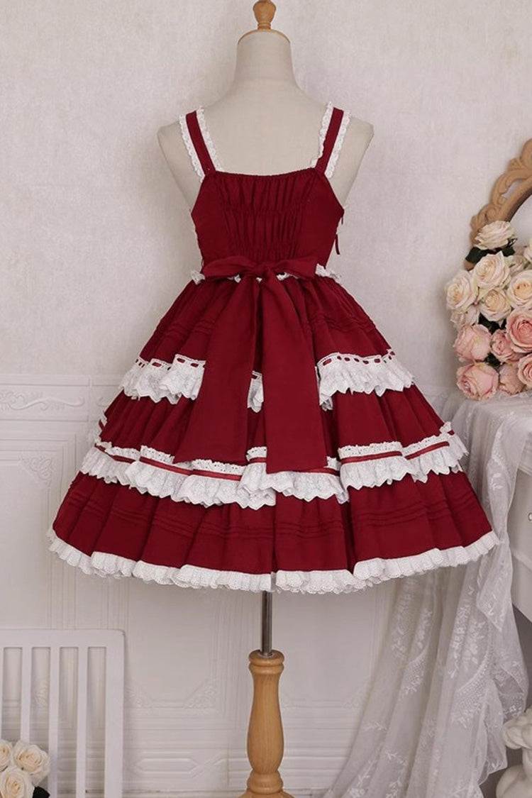 Red/White Sleeveless Multi-layer Bowknot Sweet Lolita Jsk Dress - Product - 4