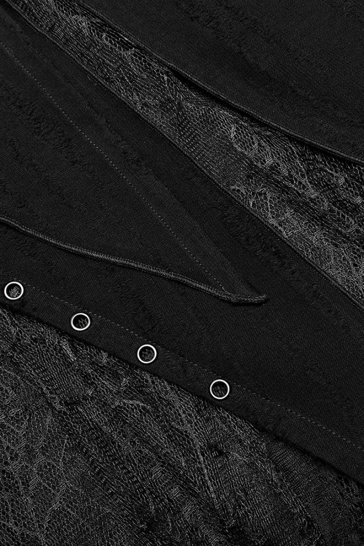 Black Stitching Irregular Mesh Women's Punk Dress - Product - 7