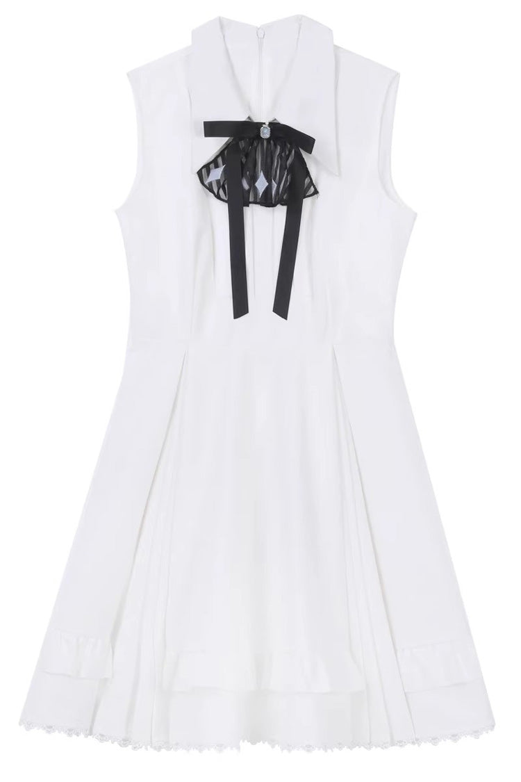 White/Blue Gradient Print Ruffle Cardigan Pearl Sweet College British Knight Style Handsome Lolita Dress Set - Product - 10