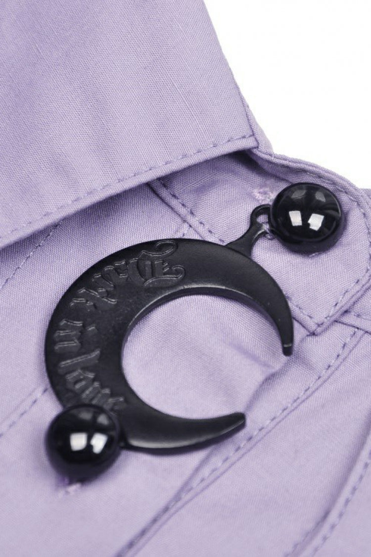 Purple Star Collar Long Puff Sleeves Women's Gothic Witch Blouse - Product - 12