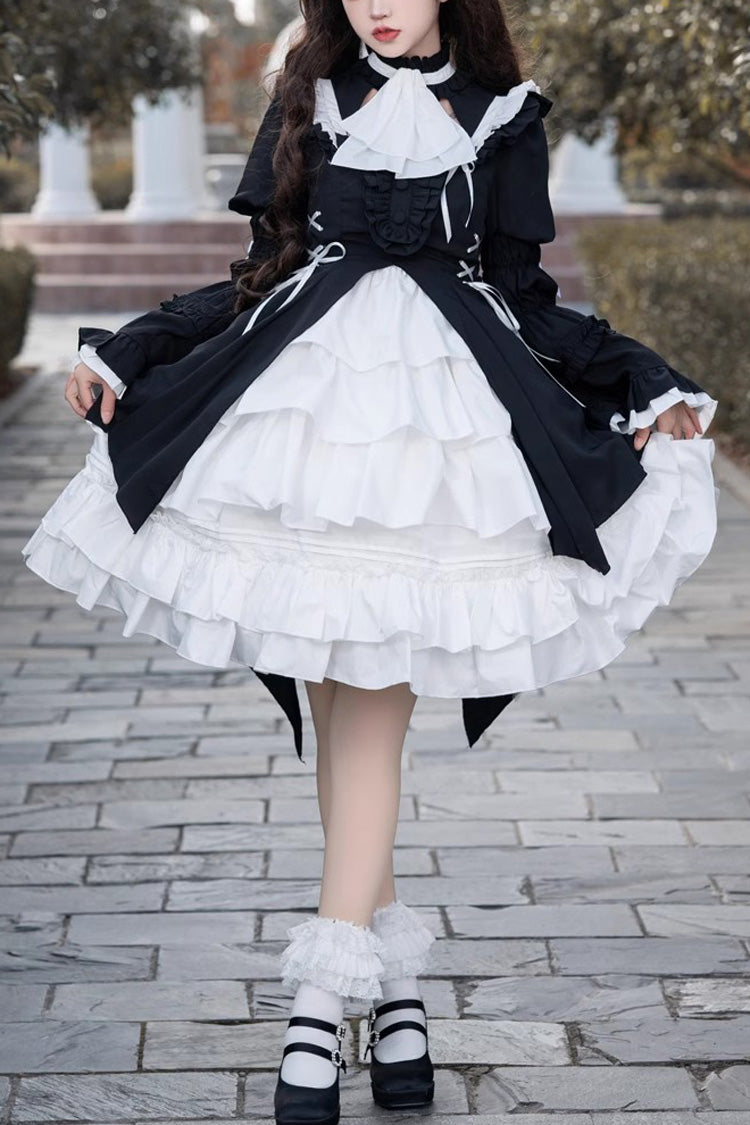 Black/White Night Gem Dark Magic Detachable Sleeves Cardigan Gothic Lolita Dress - Black/White - 1