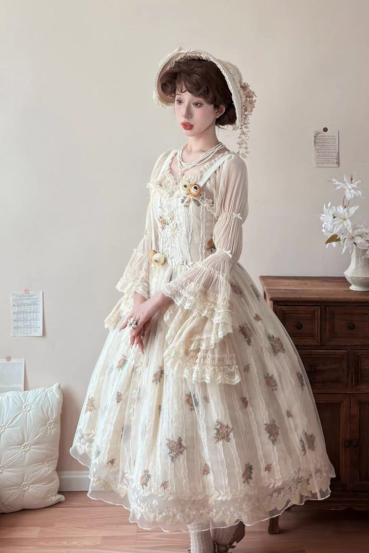 Apricot [Chloris] Printed Embroidered Lace Sweet Lolita Jsk Dress - Product - 2