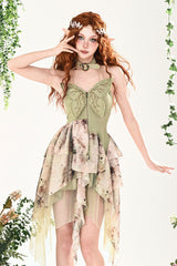 Green [Forest Wandering] 3D Butterfly Embroidery Lace Irregular Sweet Lolita Jsk Dress - Product - 3