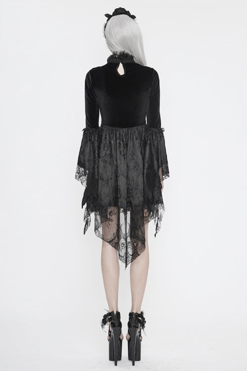 Black Chest Embroidered Beaded Off Shoulder Womens Gothic Dress - Product - 5