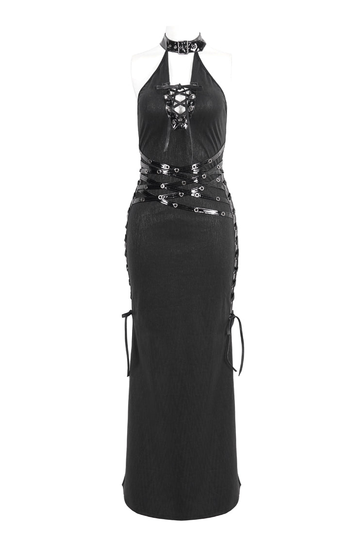 Black Halterneck Slim Women's Gothic Strapless Dress - Product - 6