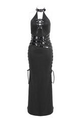 Black Halterneck Slim Women's Gothic Strapless Dress - Product - 6