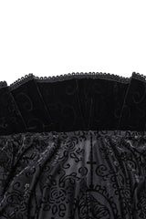 Black Stand Collar Long Sleeves Print Ruffle Men's Gothic Blouse - Product - 9