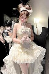 Ivory [Eternal Temple] Halterneck Ruffle Bowknot Lace Sweet Princess Lolita Dress - Product - 7