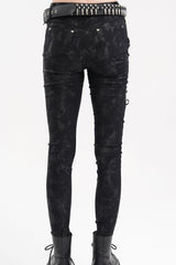 Black Skull Rivets Lace-Up Women's Punk Pants - Product - 4