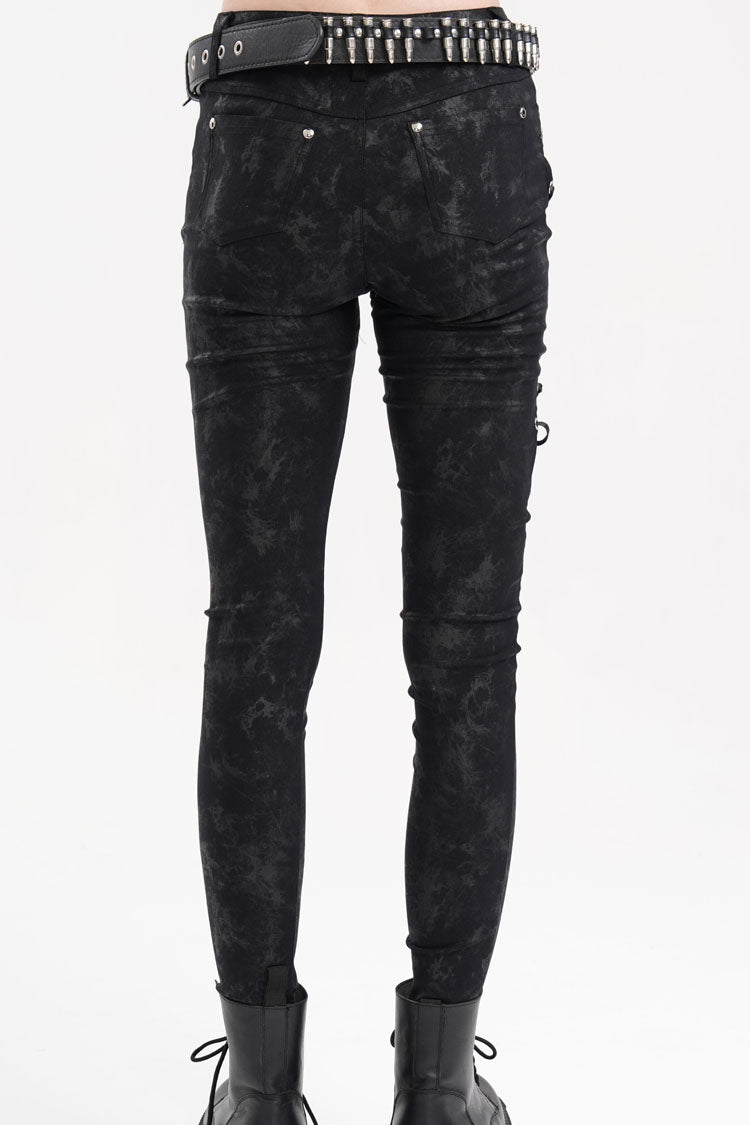 Black Skull Rivets Lace-Up Women's Punk Pants - Product - 4