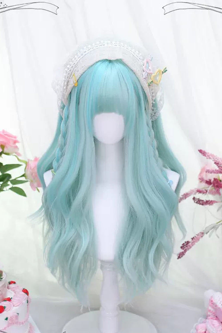 Light Blue Secondary Wave Sweet Lolita Long Wigs - Light Blue - 1