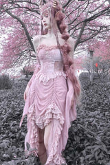 Pink Cherry Nightmare V Collar High Waisted Gothic Lolita JSK Dress - Product - 5