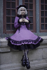 Point Manor Solid Color Stand Collar Long Sleeves Multi-layer Ruffle Gothic Lolita Dress 5 Colors - Product - 15
