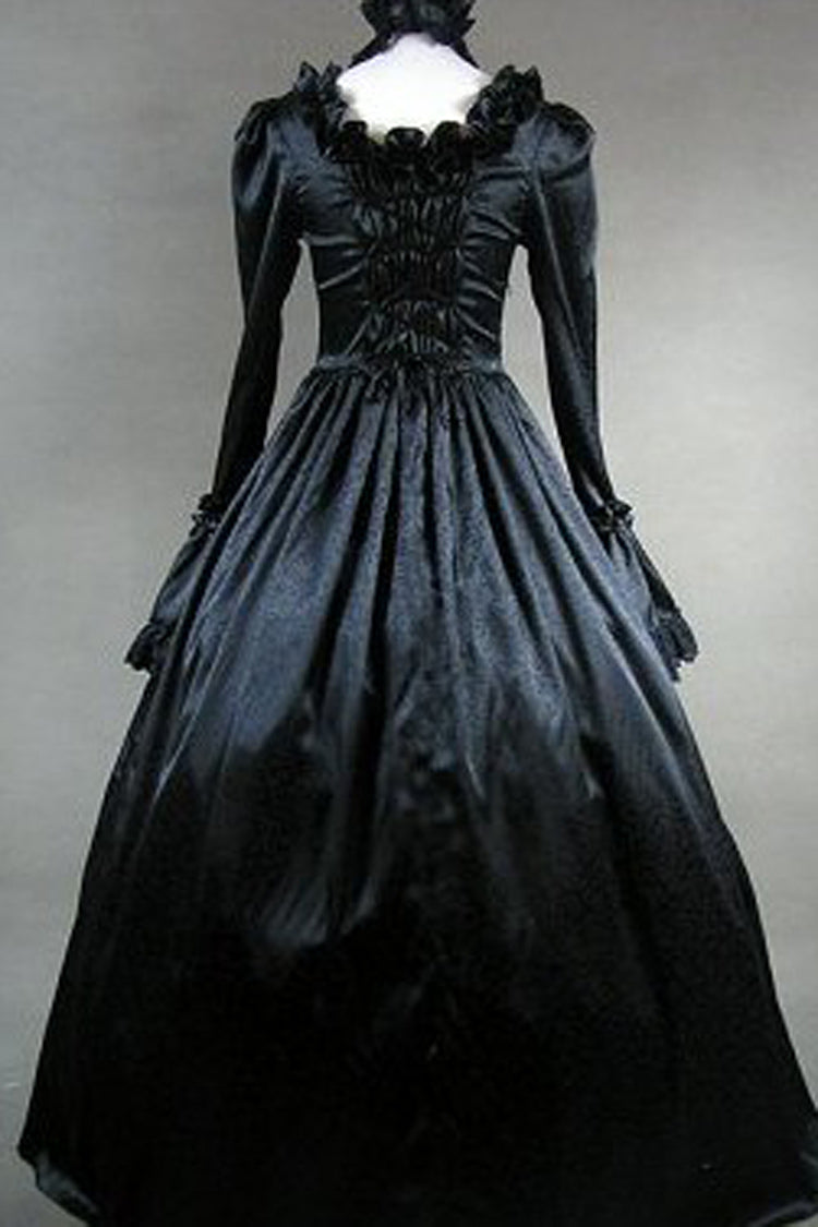 Black Square Collar Long Sleeves Cardigan Victorian Gothic Lolita Dress - Product - 2
