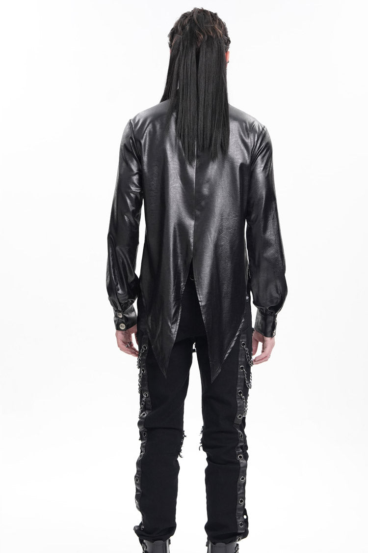 Black Long Sleeves Chain Eyelets Skull Men's Gothic Blouse - Product - 6