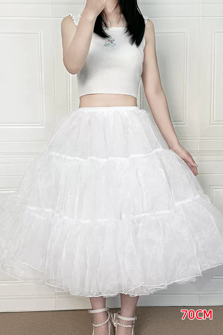 White Violent Boneless Four-Layered Sweet Lolita Long Petticoat - White(Long) - 2