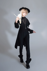 Black Vintage Medieval Prince Ouji Lolita Slim Fit Shirt - Product - 5