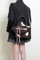 Chocolate Patent Leather Star Bow Sweet Lolita Handbag - Product - 8