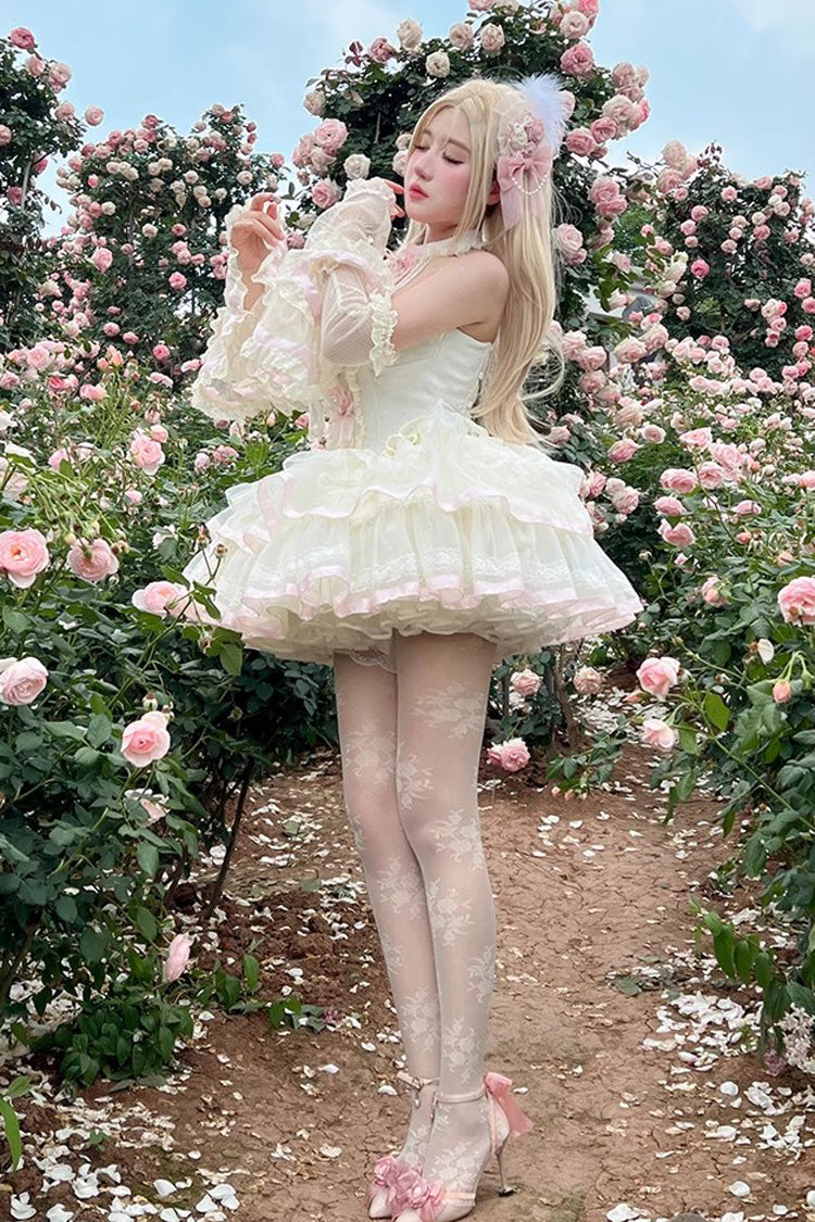 Multi-Color Ballet of Flora Halterneck Multi-layer Ruffle Lace Sweet Lolita Dress - Product - 12
