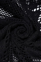 Black Floral Print Hollow Mesh Hooded Womens Gothic Coat - Product - 5