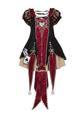 Black/Red [Circus Fantasy Night] Stand Collar Long Sleeves Jacquard Bow Gothic Lolita Dress Set - Dress(Only) - 11
