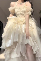 Ivory Bowknot Irregular Sweet Princess Lolita Jsk Dress - Product - 2