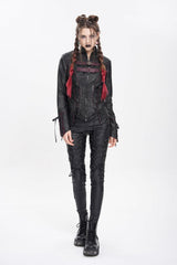 Black Pentacle Lace-Up Buckle Women's Punk Jacket - Product - 12