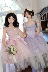 Purple [Foamy Sea] Sleeveless Ruffle Bowknot Fishbone Sweet Lolita Jsk Dress - Product - 6