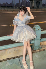 Gradient Gorgeous Bowknot Strawberry Princess Hanayome Short Sweet Lolita Jsk Dress 4 Colors - Product - 2