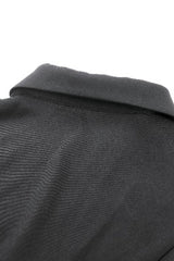 Black Point Lapel Collar Short Puff Sleeves Women's Gothic Blouse with Removable Rosette Cravat - Product - 19
