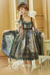Green Salisbury Cathedral Oil Painting Print Classic Lolita JSK Dress - Product - 2