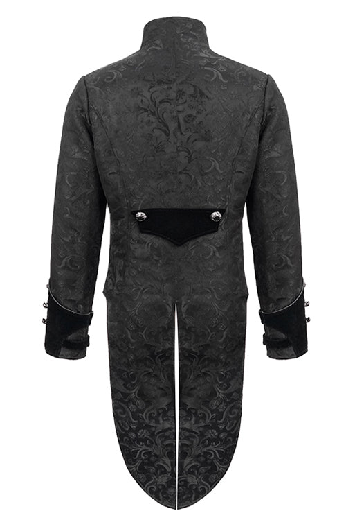 Black Bird Shaped Patchwork Swallowtail Mens Gothic Coat - Product - 5