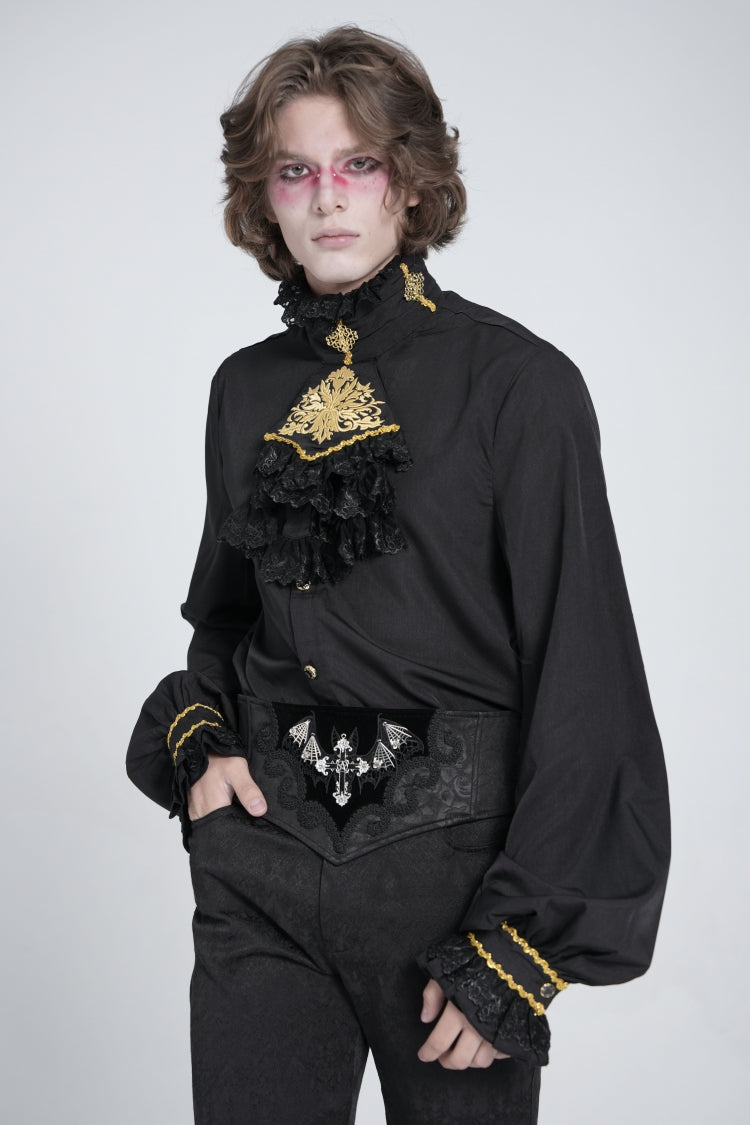Black Embroidered Lace-Up Men's Gothic Accessory  Bat Embroidered Girdle - Product - 4